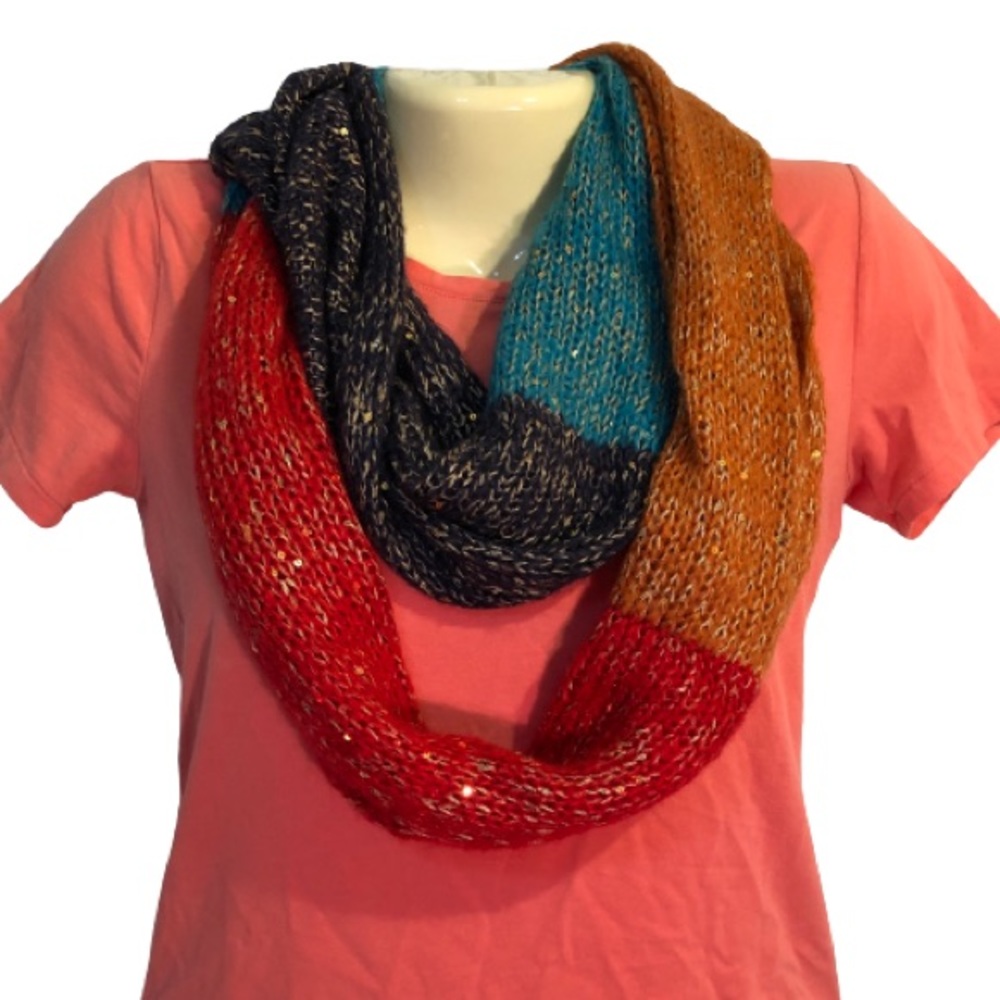 Colorblock Sequin Infinity Scarf - image 1